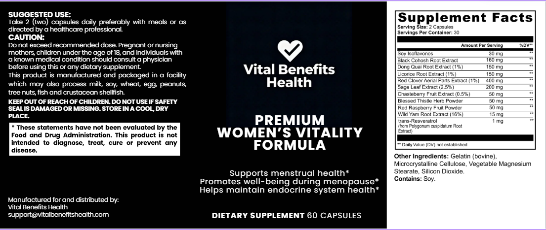 Vital Benefits Health™ PREMIUM Women's Vitality Formula [BUNDLE - 3 Units]