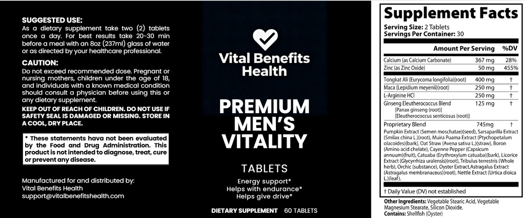 Vital Benefits Health™ PREMIUM Men's Vitality [BUNDLE - 3 Units]